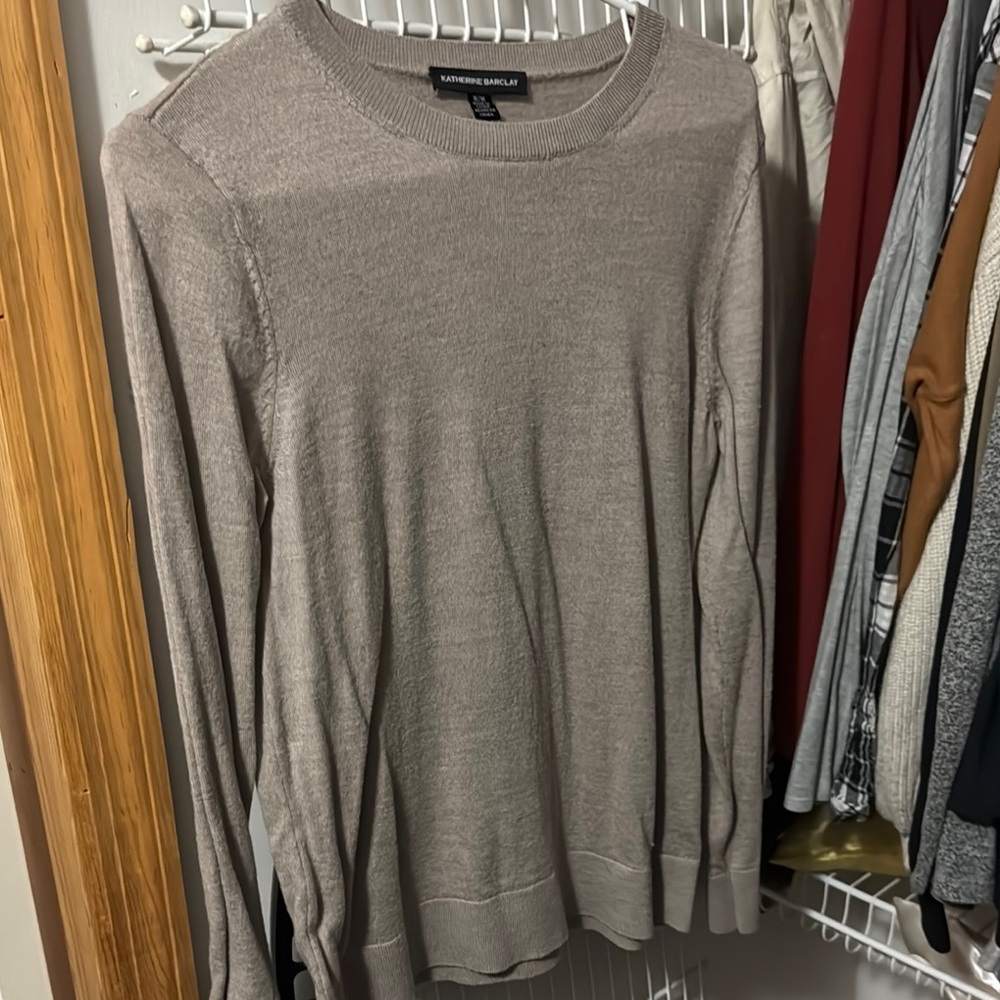 Katherine Barclay Tan Crew Neck Sweater